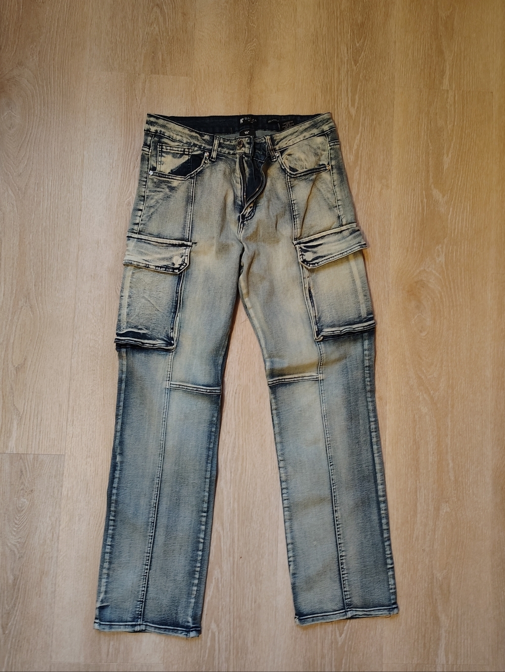 Cargo Y2K Light Wash Slim-Straight Baggy Jeans